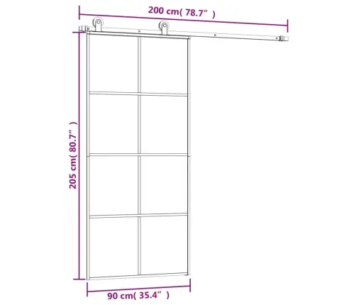 Bīdāmās Durvis Ar Stiprinājumiem, Stikls, Alumīnijs, 90X205 Cm Vidaxl