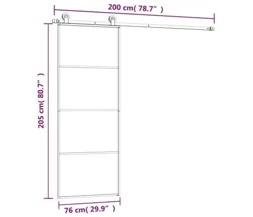 Bīdāmās Durvis Ar Stiprinājumiem, Stikls, Alumīnijs, 76X205 Cm Vidaxl