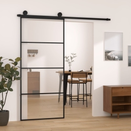 Bīdāmās Durvis Ar Stiprinājumiem, Stikls, Alumīnijs, 90X205 Cm Vidaxl