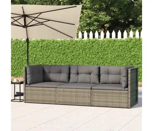 3-Daļīgs Dārza Atpūtas Mēbeļu Komplekts, Pelēka Pe Rotangpalma Vidaxl