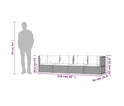 4-Daļīgs Dārza Atpūtas Mēbeļu Komplekts, Pelēka Pe Rotangpalma Vidaxl