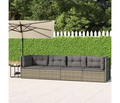 4-Daļīgs Dārza Atpūtas Mēbeļu Komplekts, Pelēka Pe Rotangpalma Vidaxl