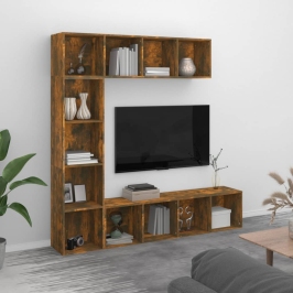 Spintelių Knygoms/Tv Komplektas, 3 Dalių, Ąžuolo, 180X30X180 Cm
