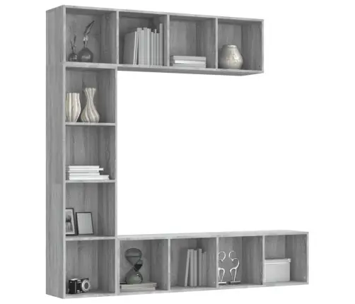 3-Osaline Raamatu-/Telerikapp, Hall Sonoma Tamm, 180X30X180 Cm