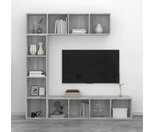3-Osaline Raamatu-/Telerikapp, Hall Sonoma Tamm, 180X30X180 Cm