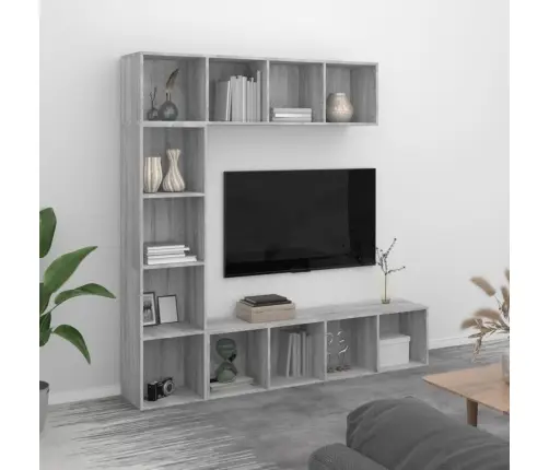 3-Osaline Raamatu-/Telerikapp, Hall Sonoma Tamm, 180X30X180 Cm