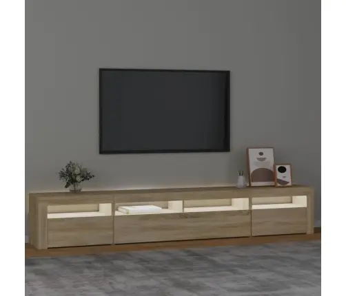 Tv Skapītis Ar Led Apgaismojumu, Ozolkoka Krāsa, 240X35X40 Cm Vidaxl