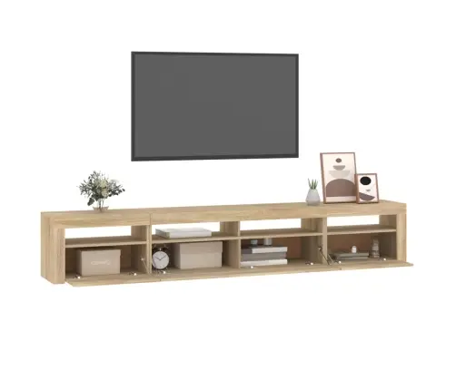 Tv Skapītis Ar Led Apgaismojumu, Ozolkoka Krāsa, 240X35X40 Cm Vidaxl