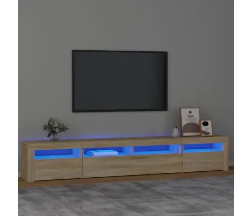 Tv Skapītis Ar Led Apgaismojumu, Ozolkoka Krāsa, 240X35X40 Cm Vidaxl