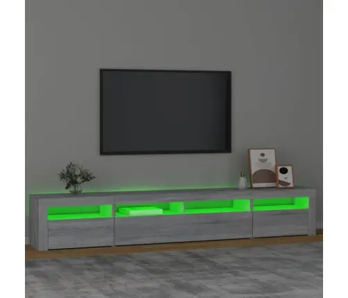 Tv Skapītis Ar Led, Pelēka Ozolkoka Krāsa, 240X35X40 Cm Vidaxl