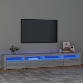 Televizoriaus Spintelė Su Led, Pilka Ąžuolo, 240X35X40Cm