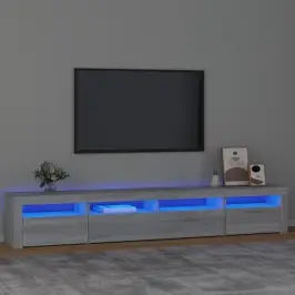 Tv Skapītis Ar Led, Pelēka Ozolkoka Krāsa, 240X35X40 Cm Vidaxl