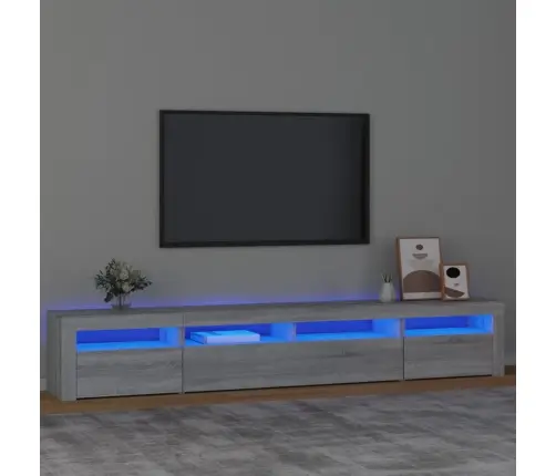 Tv Skapītis Ar Led, Pelēka Ozolkoka Krāsa, 240X35X40 Cm Vidaxl