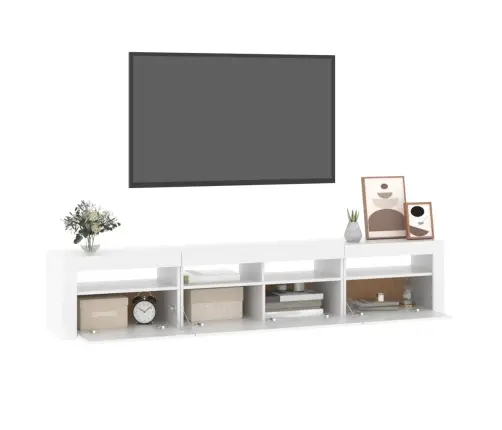 Tv Skapītis Ar Led Apgaismojumu, Balts, 210X35X40 Cm Vidaxl