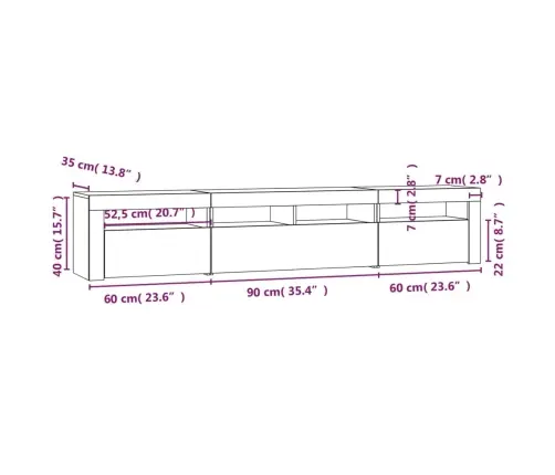 Telerialus Led-Tuledega, Betoonhall, 210X35X40 Cm