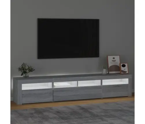 Tv Skapītis Ar Led, Pelēka Ozolkoka Krāsa, 210X35X40 Cm Vidaxl Tv Skapītis Ar Led, Pelēka Ozolkoka Krāsa, 210X35X40 Cm Vidaxl