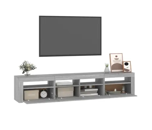 Tv Skapītis Ar Led, Pelēka Ozolkoka Krāsa, 210X35X40 Cm Vidaxl Tv Skapītis Ar Led, Pelēka Ozolkoka Krāsa, 210X35X40 Cm Vidaxl