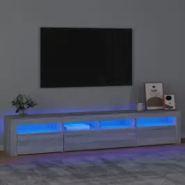 Tv Skapītis Ar Led, Pelēka Ozolkoka Krāsa, 210X35X40 Cm Vidaxl