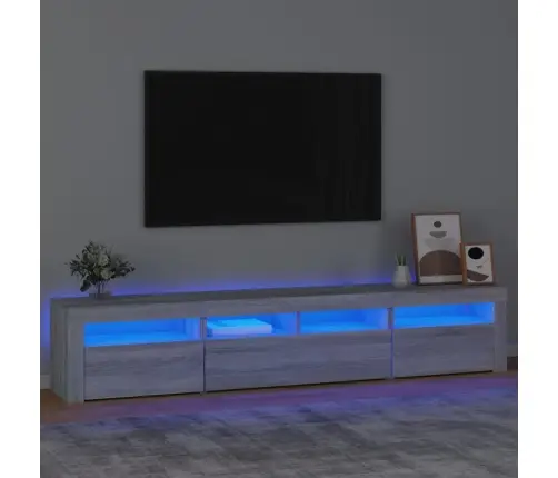 Tv Skapītis Ar Led, Pelēka Ozolkoka Krāsa, 210X35X40 Cm Vidaxl Tv Skapītis Ar Led, Pelēka Ozolkoka Krāsa, 210X35X40 Cm Vidaxl