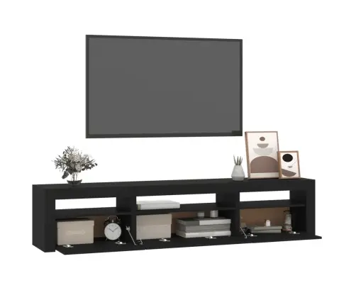 Tv Skapītis Ar Led Apgaismojumu, Melns, 195X35X40 Cm Vidaxl