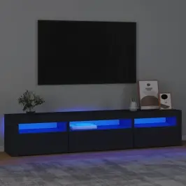 Tv Skapītis Ar Led Apgaismojumu, Melns, 195X35X40 Cm Vidaxl