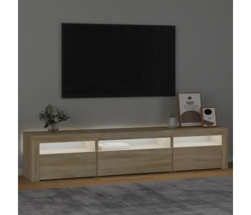 Tv Skapītis Ar Led Apgaismojumu, Ozolkoka Krāsa, 195X35X40 Cm Vidaxl