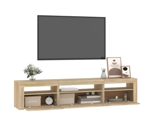 Tv Skapītis Ar Led Apgaismojumu, Ozolkoka Krāsa, 195X35X40 Cm Vidaxl