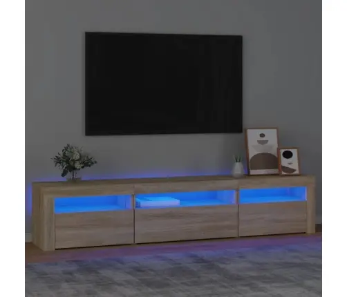 Tv Skapītis Ar Led Apgaismojumu, Ozolkoka Krāsa, 195X35X40 Cm Vidaxl