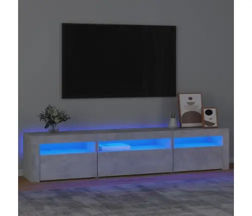 Tv Skapītis Ar Led Apgaismojumu, Betona Pelēks, 195X35X40 Cm Vidaxl