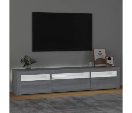Tv Skapītis Ar Led, Pelēka Ozolkoka Krāsa, 195X35X40 Cm Vidaxl
