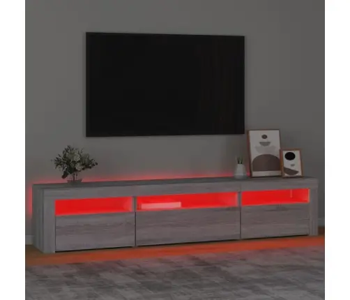 Tv Skapītis Ar Led, Pelēka Ozolkoka Krāsa, 195X35X40 Cm Vidaxl