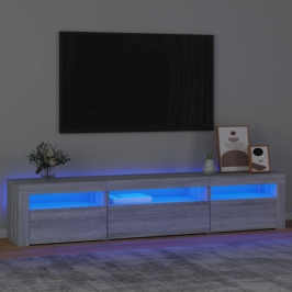 Tv Skapītis Ar Led, Pelēka Ozolkoka Krāsa, 195X35X40 Cm Vidaxl