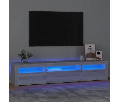 Tv Skapītis Ar Led, Pelēka Ozolkoka Krāsa, 195X35X40 Cm Vidaxl