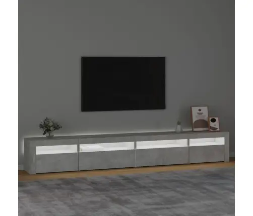 Tv Skapītis Ar Led Apgaismojumu, Betona Pelēks, 270X35X40 Cm Vidaxl