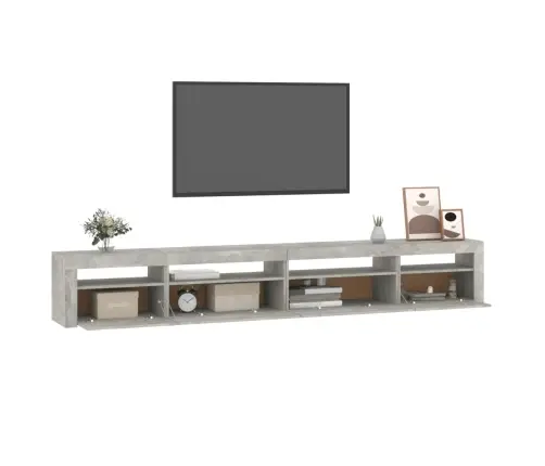 Tv Skapītis Ar Led Apgaismojumu, Betona Pelēks, 270X35X40 Cm Vidaxl