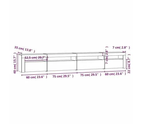 Televizoriaus Spintelė Su Led, Dūminio Ąžuolo, 270X35X40Cm