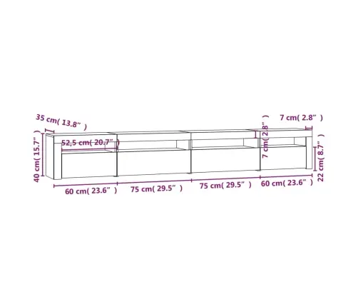 Telerialus Led-Tuledega, Hall Sonoma Tamm, 270X35X40 Cm