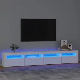 Tv Galdiņš Ar Led Apgaismojumu, Balts, 240X35X40 Cm Vidaxl