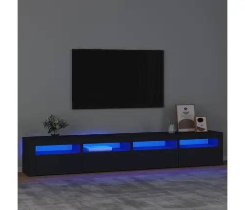 Televizoriaus Spintelė Su Led Apšvietimu, Juoda, 240X35X40Cm Televizoriaus Spintelė Su Led Apšvietimu, Juoda, 240X35X40Cm