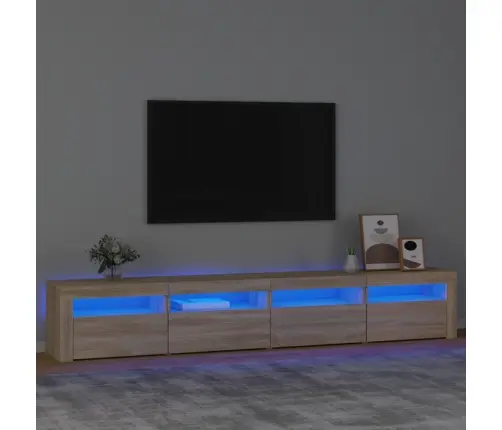 Tv Skapītis Ar Led Apgaismojumu, Ozolkoka Krāsa, 240X35X40 Cm Vidaxl