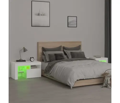 Naktsskapīši Ar Led, 2 Gab., Balti, 70X36,5X40 Cm Vidaxl