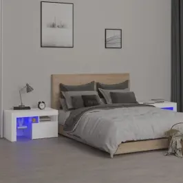 Naktsskapīši Ar Led, 2 Gab., Balti, 70X36,5X40 Cm Vidaxl