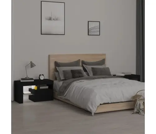 Naktsskapīši Ar Led, 2 Gab., Melni, 70X36,5X40 Cm Vidaxl