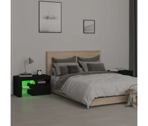Naktsskapīši Ar Led, 2 Gab., Melni, 70X36,5X40 Cm Vidaxl
