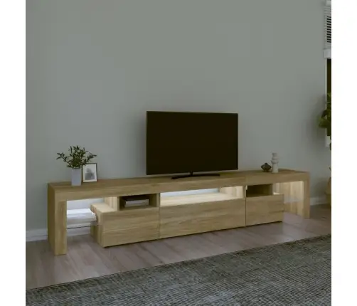 Tv Skapītis Ar Led Apgaismojumu, Ozolkoka Krāsa, 215X36,5X40 Cm Vidaxl