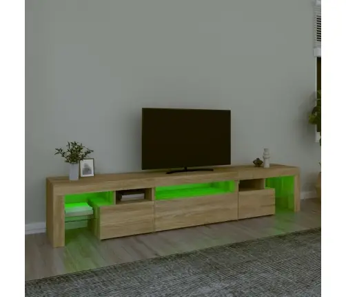 Tv Skapītis Ar Led Apgaismojumu, Ozolkoka Krāsa, 215X36,5X40 Cm Vidaxl