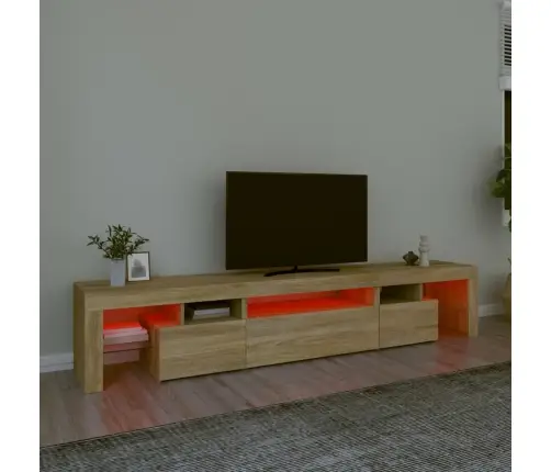 Tv Skapītis Ar Led Apgaismojumu, Ozolkoka Krāsa, 215X36,5X40 Cm Vidaxl