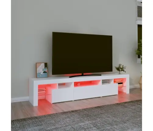 Tv Skapītis Ar Led Apgaismojumu, Balts, 200X36,5X40 Cm Vidaxl