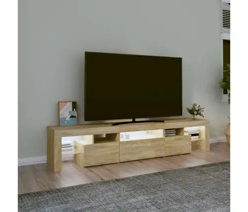 Televizoriaus Spintelė Su Led Apšvietimu, Ąžuolo, 200X36,5X40Cm