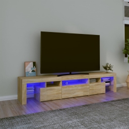 Tv Skapītis Ar Led Apgaismojumu, Ozolkoka Krāsa, 200X36,5X40 Cm Vidaxl